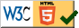 ID: Logo of World Wide Web Conservatorium (W3C) on the left, logo of HTML 5 on the right, with a green tick next to it.