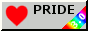 Image Description: Grey button with the words 'PRIDE now!' in the middle; the word 'now!' is in red and flashes in and out (disappears and reappears gradually). There's a big red heart on the left, and a rainbow-gradient corner banner in the bottom right hand corner with white text 3.0 written on it